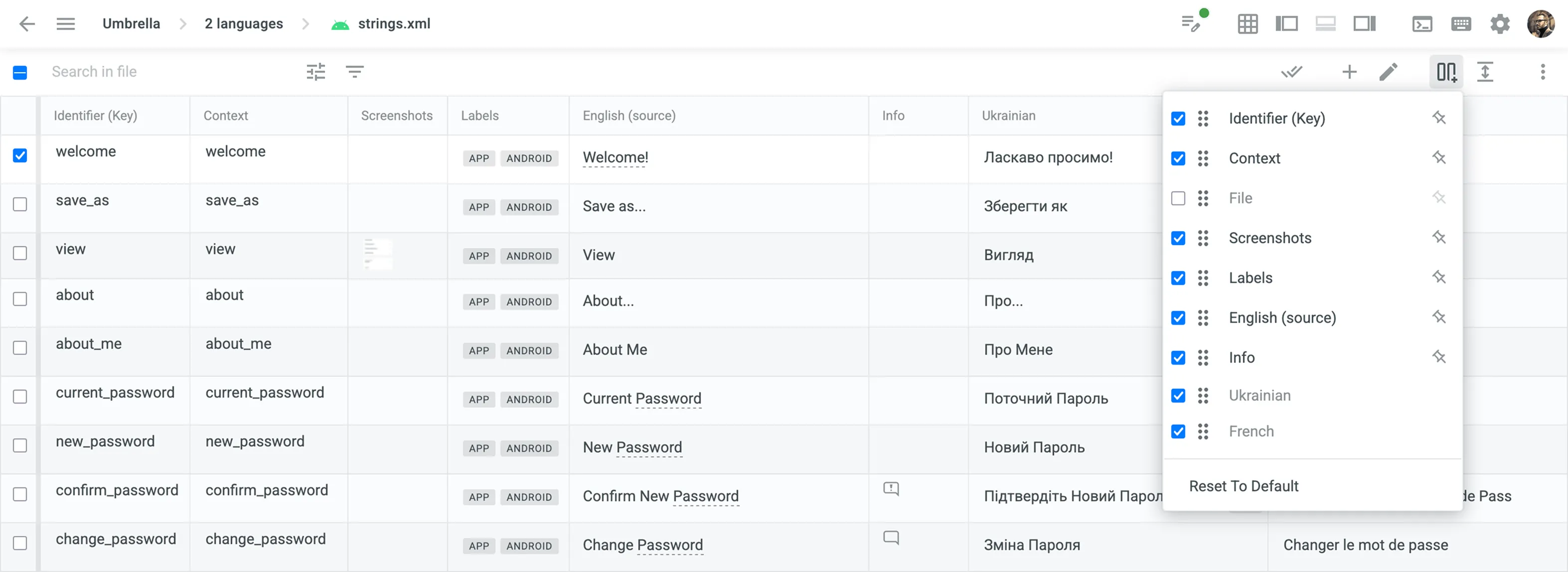 Multilingual Mode Grid View